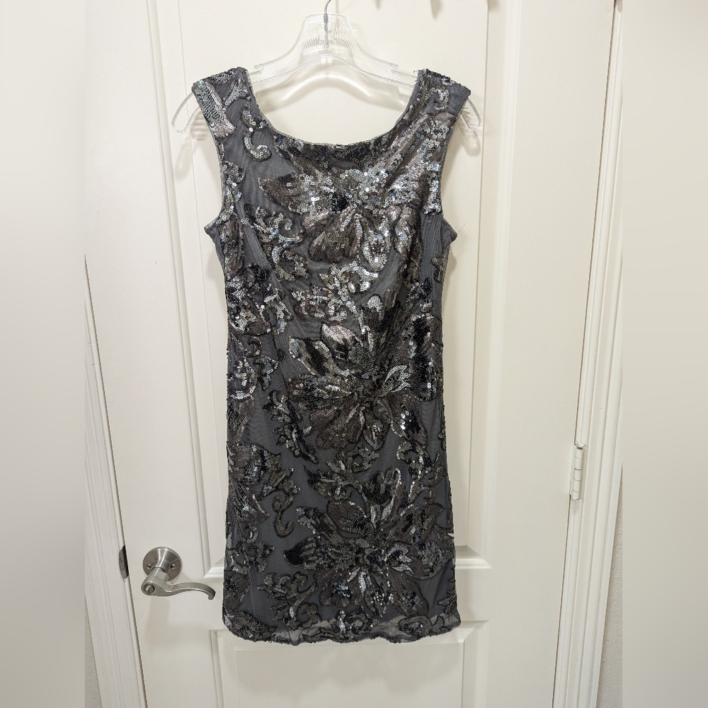 White House Black Market Sequins Dress Gray Size 2